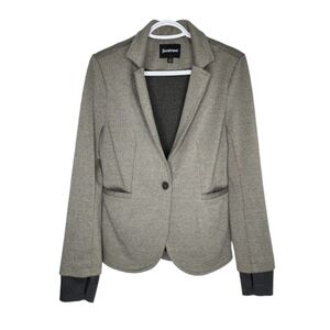 Betabrand Active Ponte Blazer Jacket Grey Herringbone Comfort Women's Sz Small